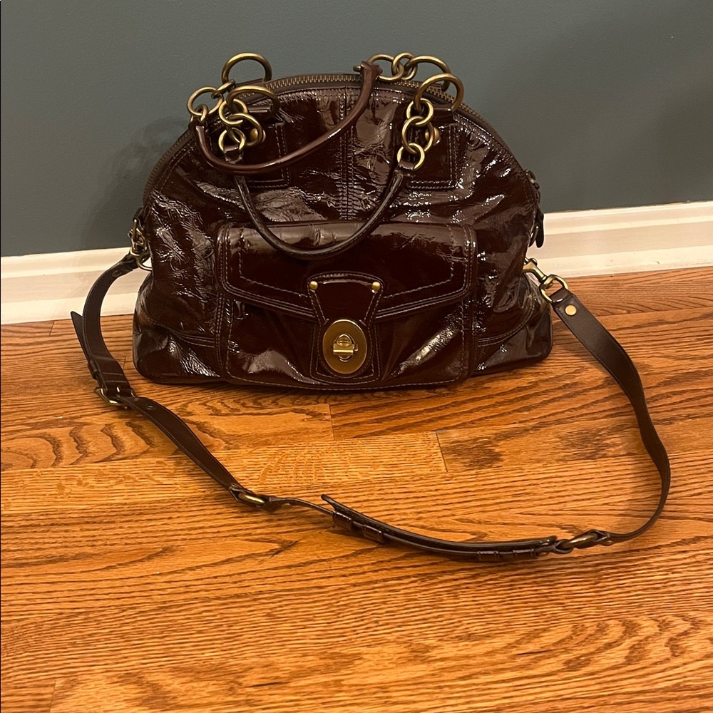 Coach Limited Edition Francine Chocolate Brown Patent Leather Legacy 12295 - Picture 2 of 16